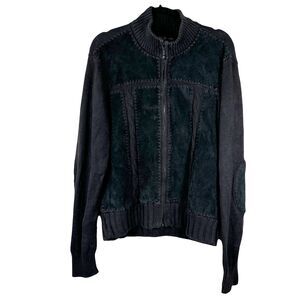 Style & Co. Leather and Knit Patchwork Sweater Jacket Black Women's Size Medium